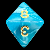 TDSO Pearl Teal & Gold D8 Dice