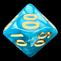TDSO Pearl Teal & Gold Percentile Dice
