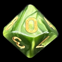 TDSO Pearl Verdant Green & Gold D10 Dice