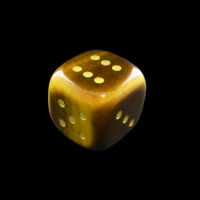TDSO Tiger Eye Gold 15mm Rounded D6 Spot Dice