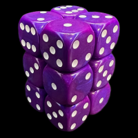 UK Made Dice Lustrous Opaque Purple with White 12 x D6 Dice Set