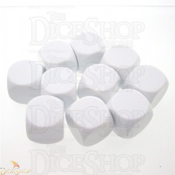 Blank 6-Sided Dice, 16mm, White