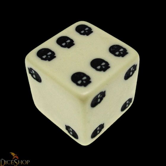 Q Opaque Ivory & Black Skull Dice of Death D6 Spot Dice EXCLUSIVE